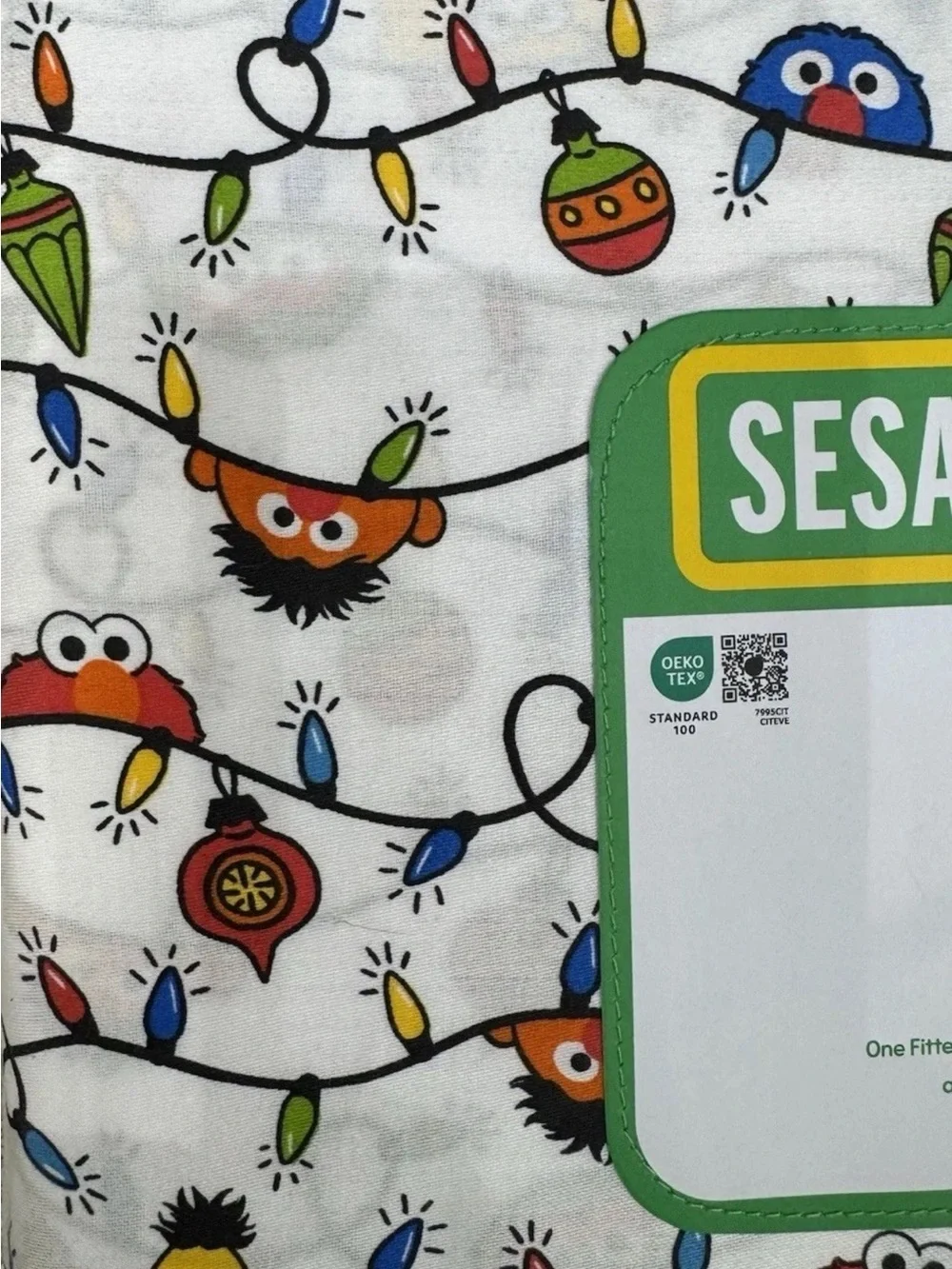 Sesame Street Christmas Lights Twin Sheet Set — 100% Cotton Holiday Bedding